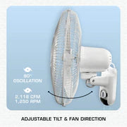 Hurricane Classic Oscillating Wall Mount Fan 16" Inch