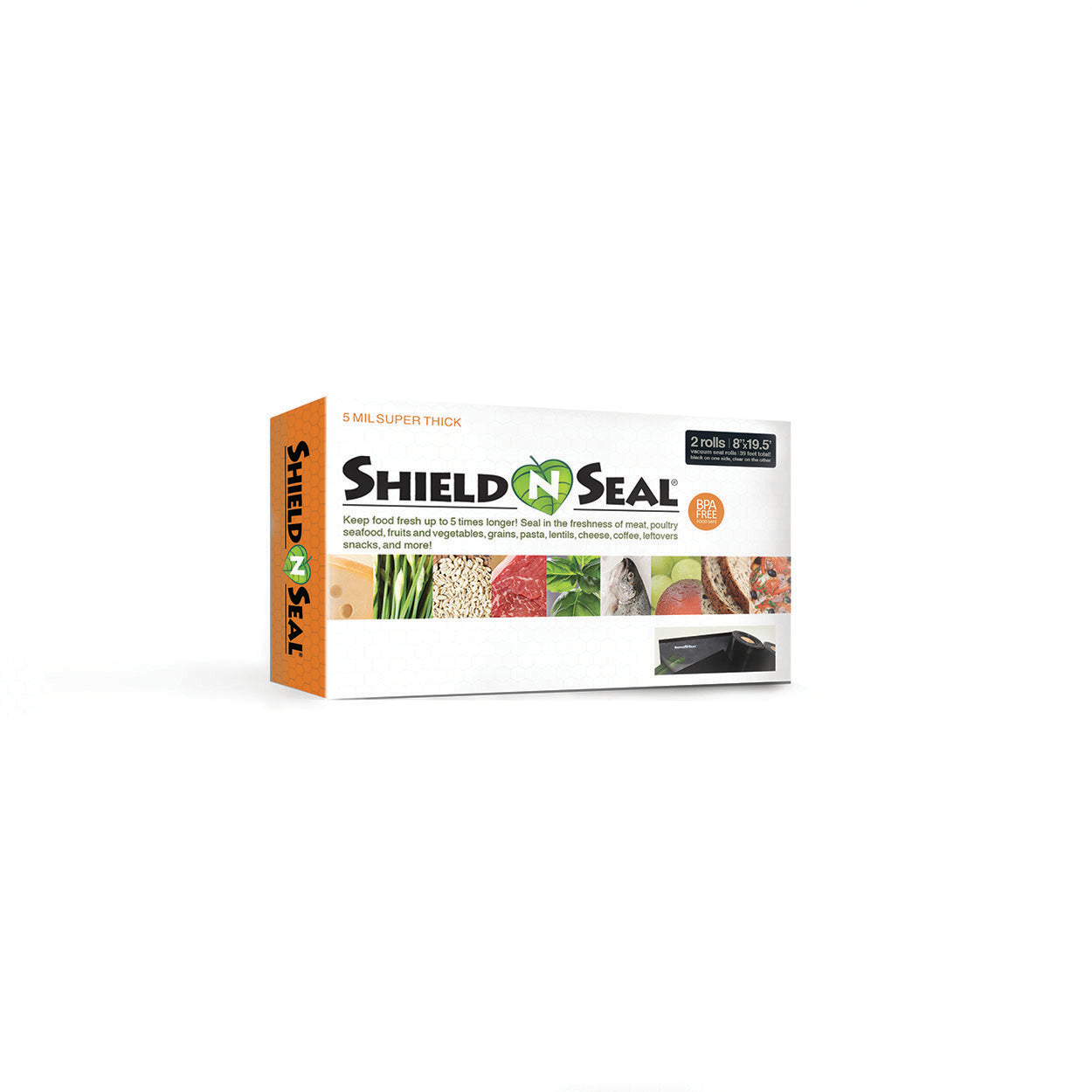 ShieldnSeal 8″ x 19.5′ Clear and Black Heat Sealer Rolls SNS 900